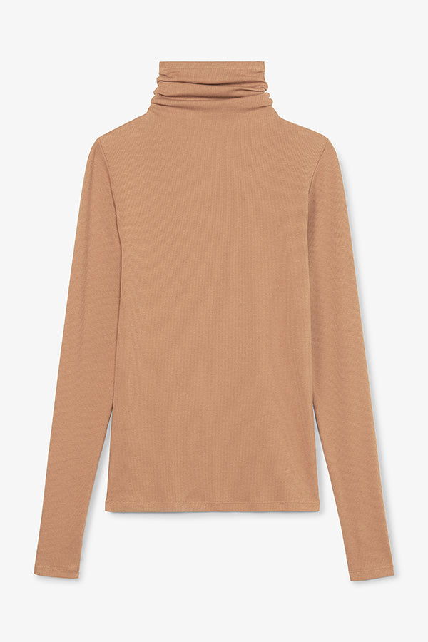 Axam Layering Turtleneck - Ribbed Pima Cotton :: Camel