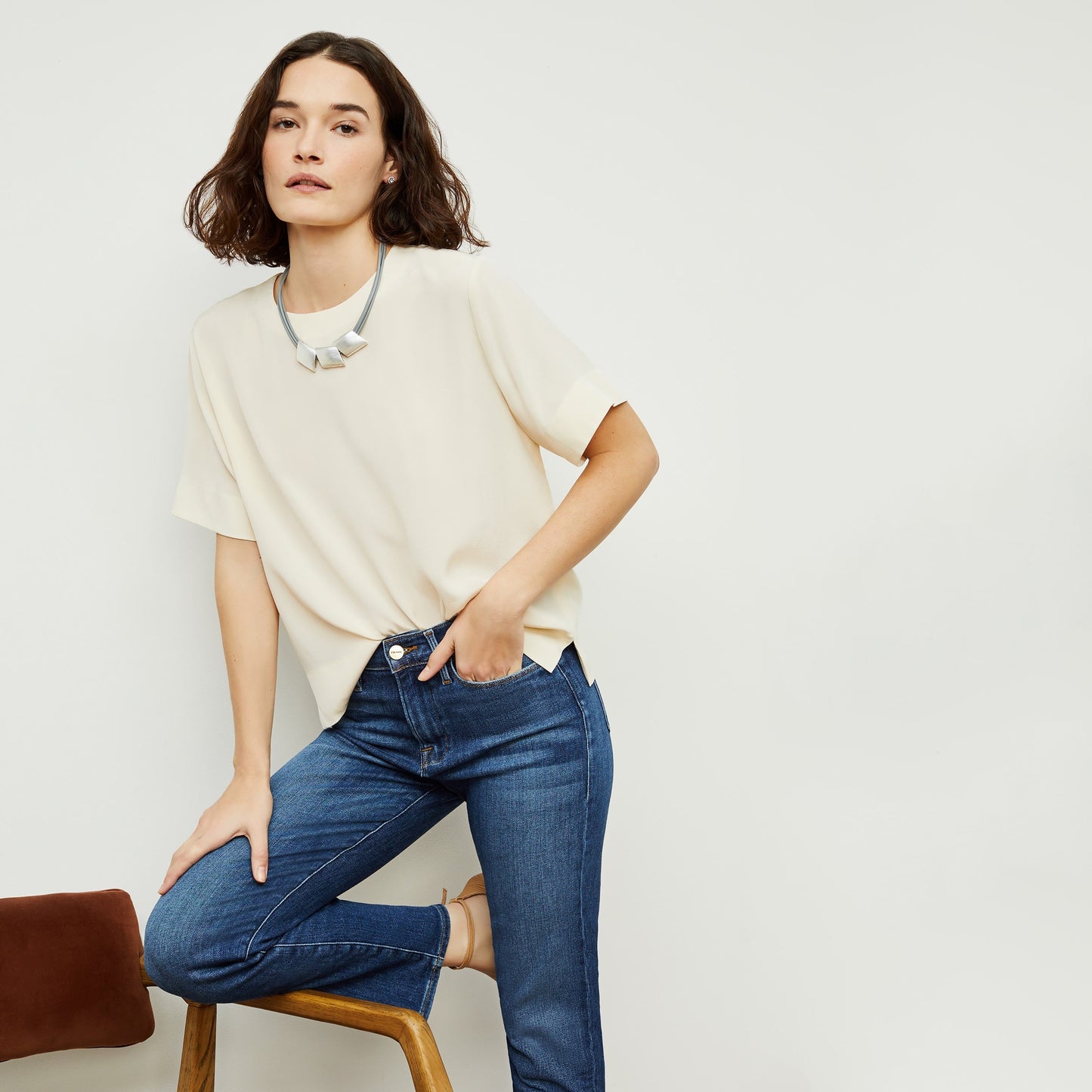 Annika Tee - Washable Silk :: Ivory