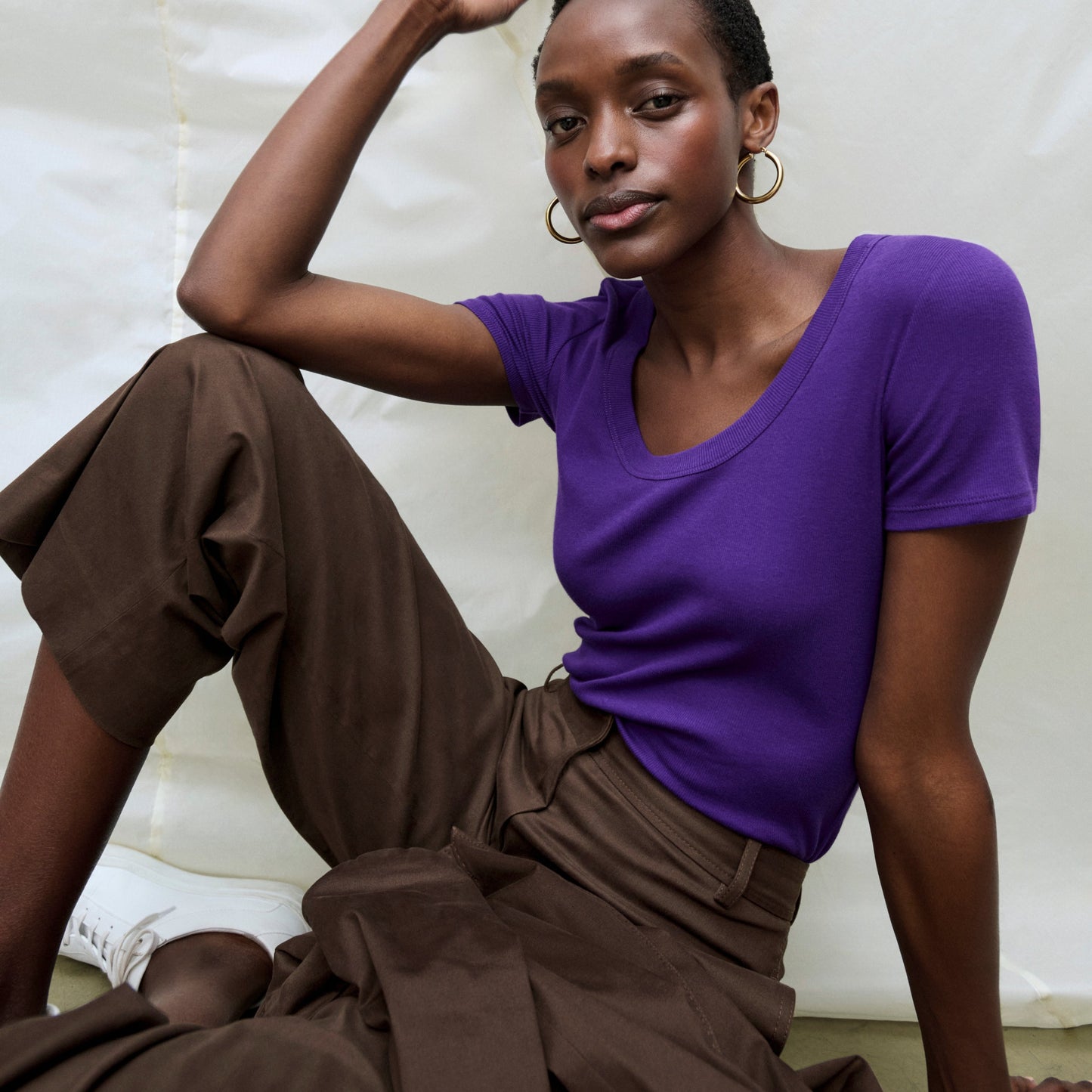 Avi Scoopneck T-Shirt - Organic Ribbed Pima Cotton :: Ube
