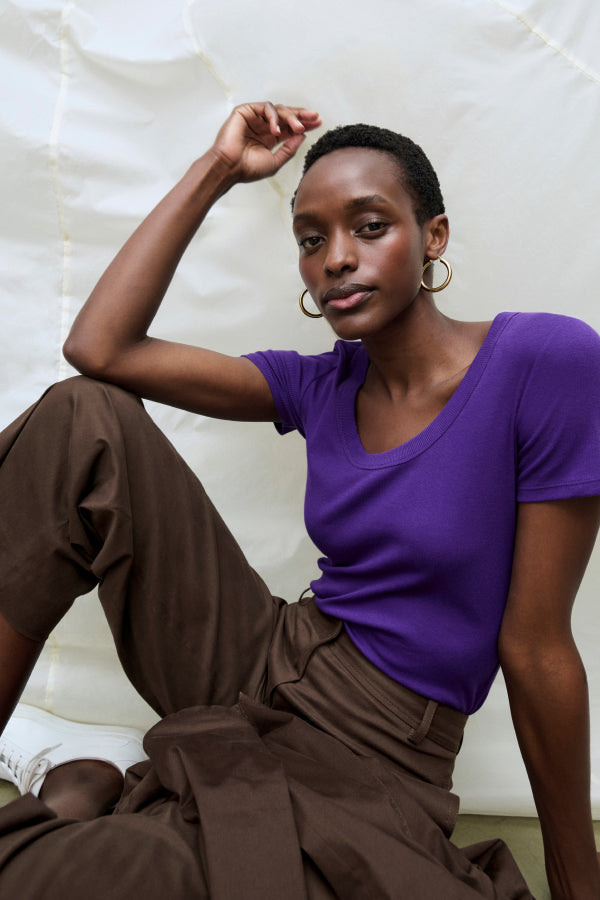 Avi Scoopneck T-Shirt - Organic Ribbed Pima Cotton :: Ube