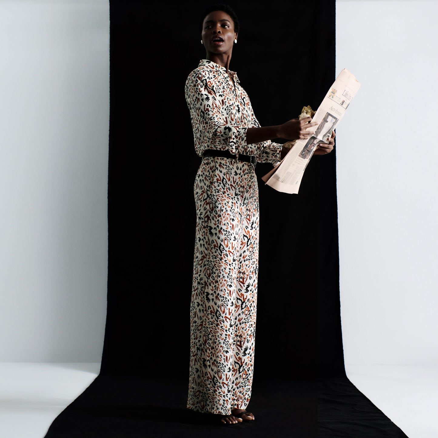 Tinsley Wide-Leg Trouser - Pebble Crepe :: Leopard Sketch