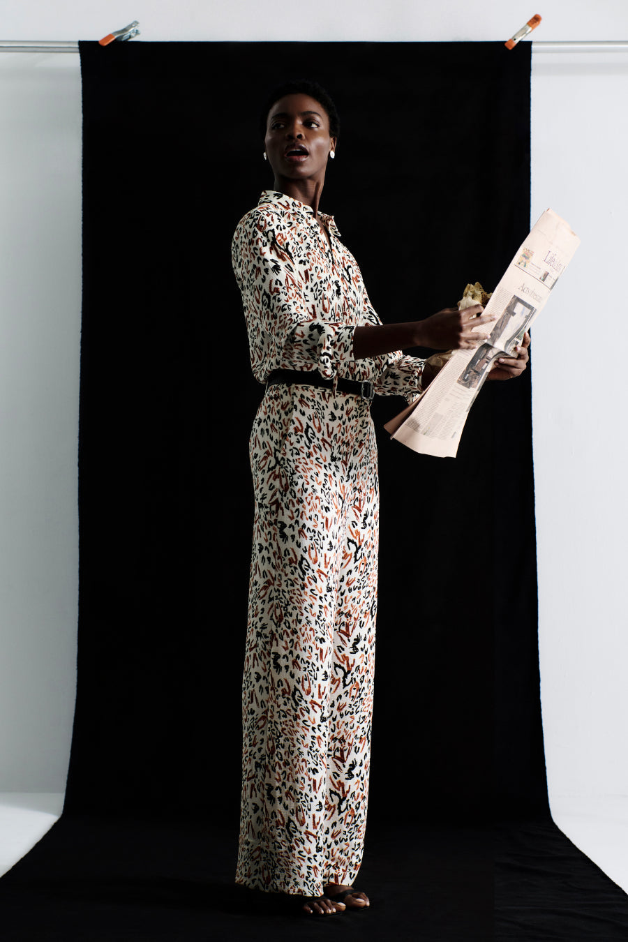 Tinsley Wide-Leg Trouser - Pebble Crepe :: Leopard Sketch