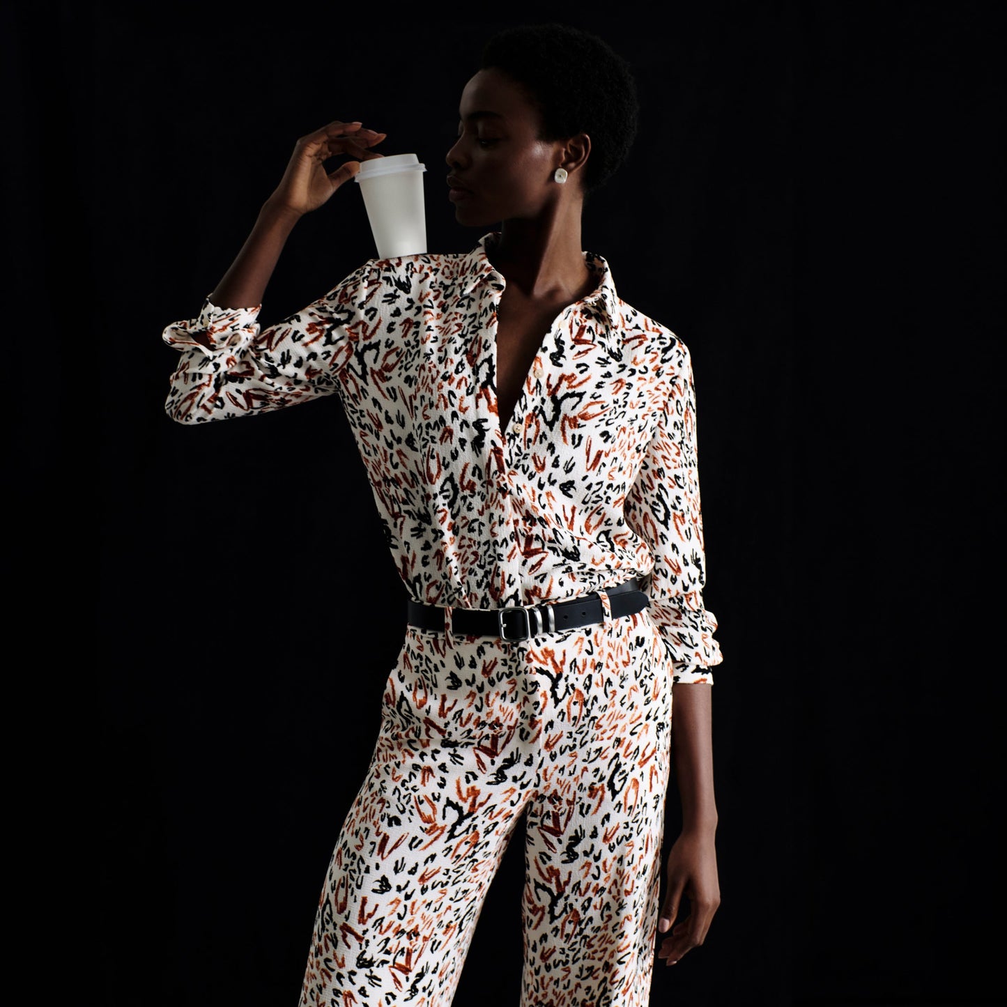 Tinsley Wide-Leg Trouser - Pebble Crepe :: Leopard Sketch