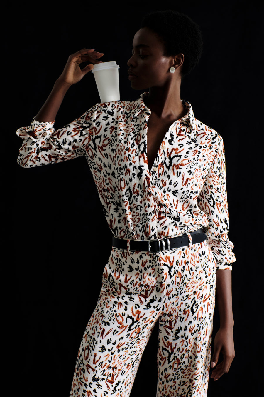 Tinsley Wide-Leg Trouser - Pebble Crepe :: Leopard Sketch
