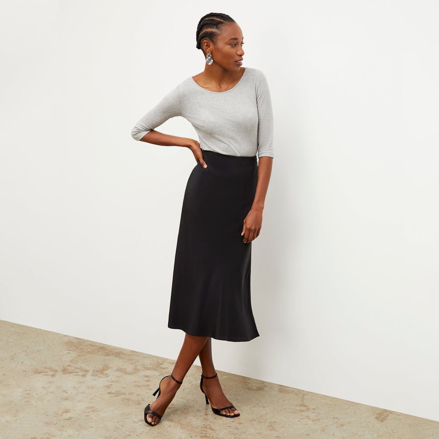 Soyoung T-Shirt - Ribbed Pima Cotton :: Gray Melange