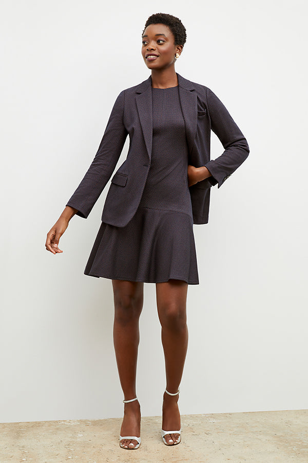 Yiyan Blazer - Stretch Foulard Knit :: Navy Multi