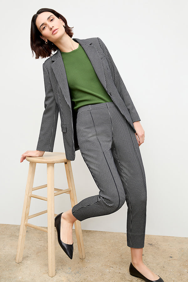 Yiyan Blazer - Stretch Houndstooth :: Black/White