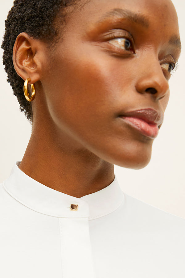 Tonya Top - Knit Poplin :: White