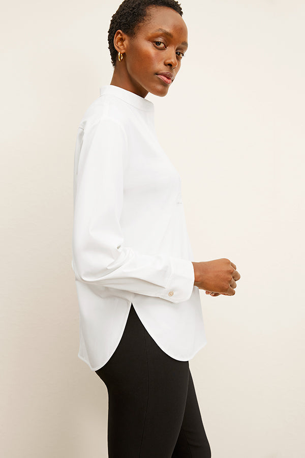 Tonya Top - Knit Poplin :: White