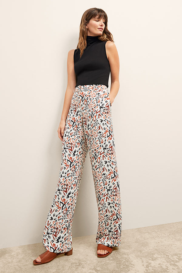 Tinsley Wide-Leg Trouser - Pebble Crepe :: Leopard Sketch