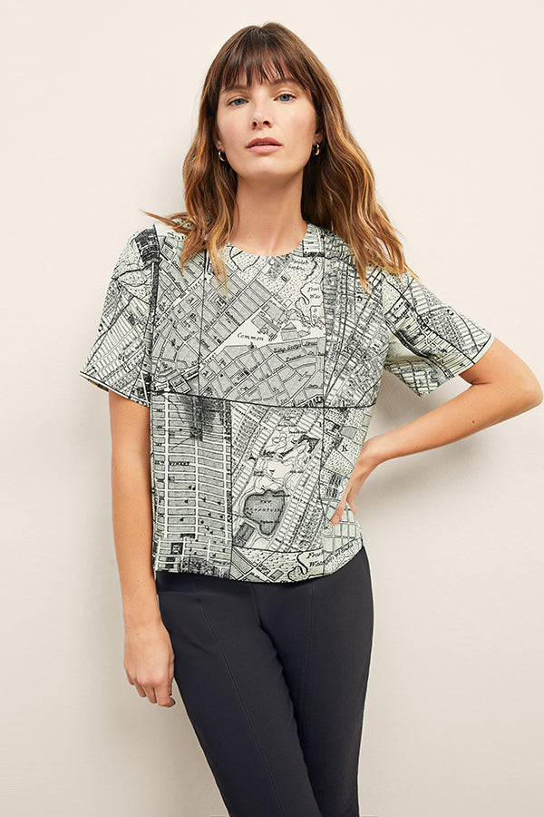 Annika Tee - Washable Silk :: Borough Print