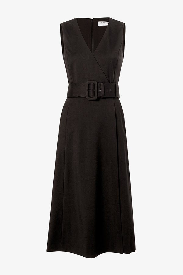 Angel Elegant Dress - Washable Wool Twill :: Black