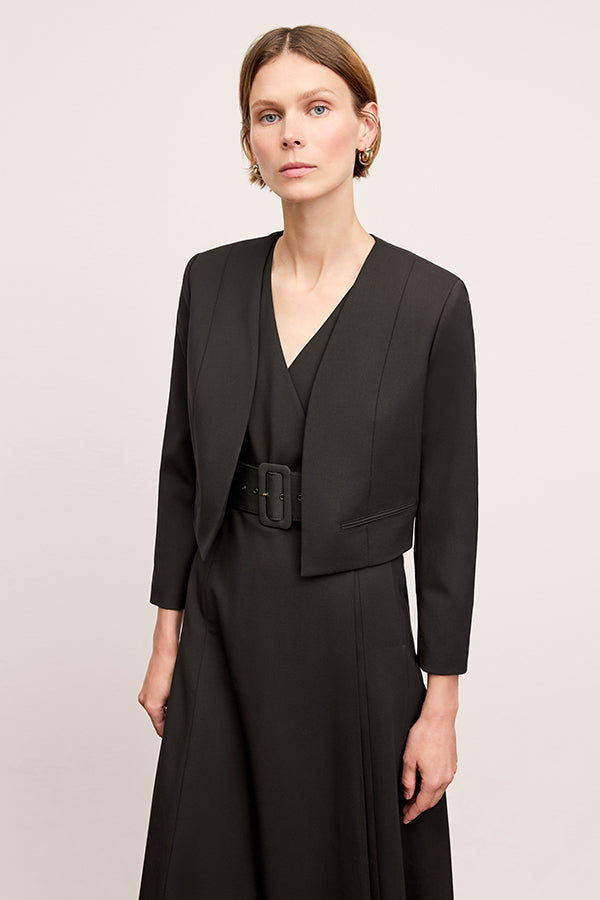 Angel Elegant Dress - Washable Wool Twill :: Black