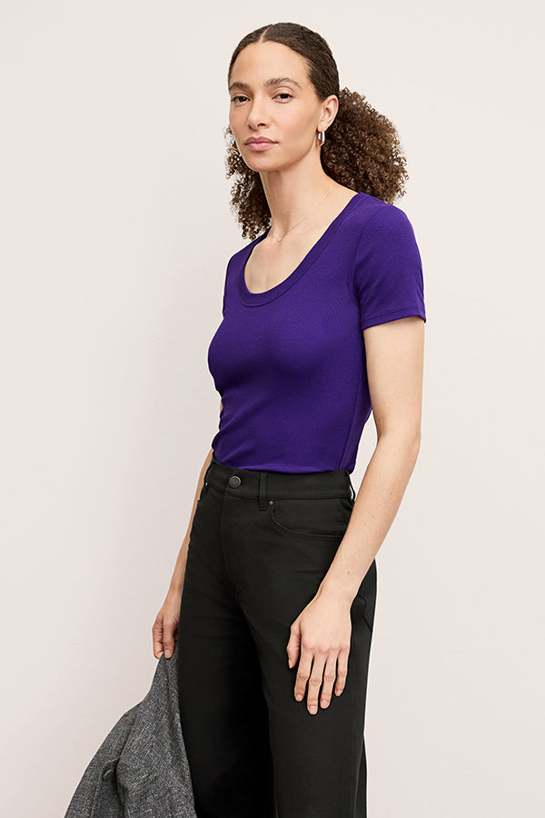 Avi Scoopneck T-Shirt - Organic Ribbed Pima Cotton :: Ube