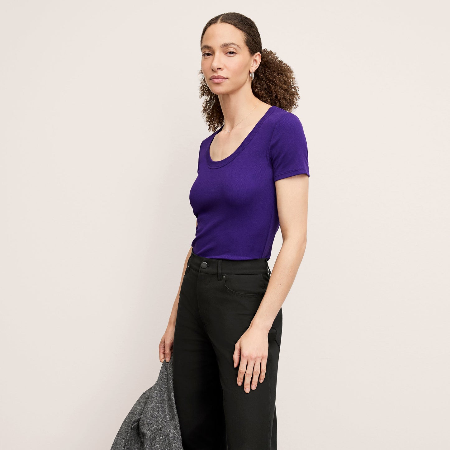Avi Scoopneck T-Shirt - Organic Ribbed Pima Cotton :: Ube