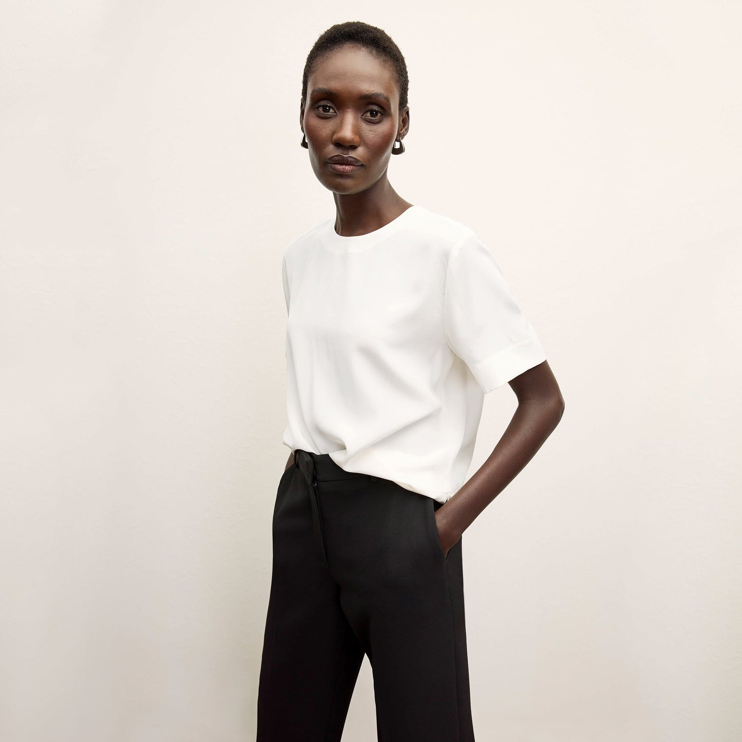 Annika Tee - Washable Silk :: Ivory