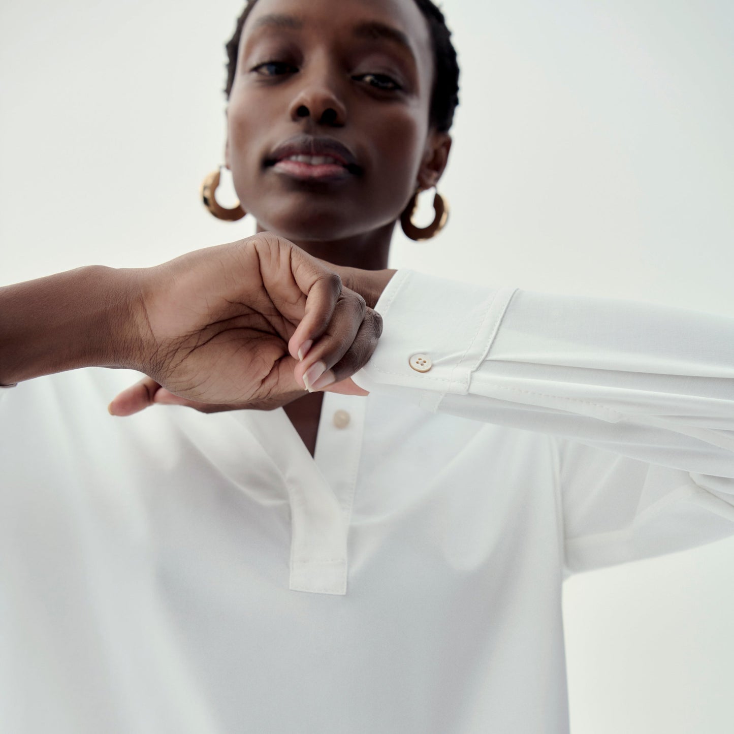 Tonya Top - Knit Poplin :: White
