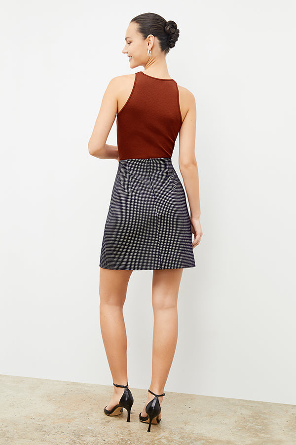 Whitney Skirt - Stretch Houndstooth :: Black / White