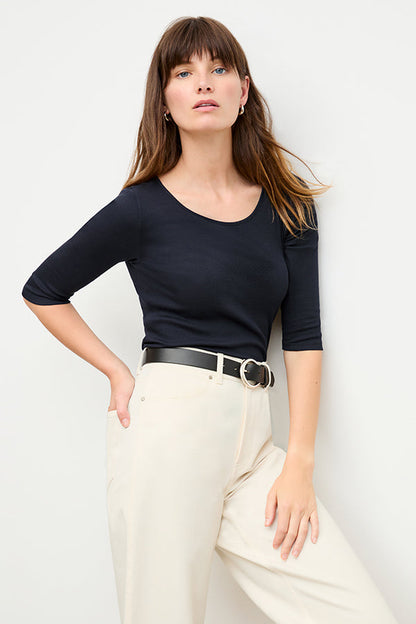 Soyoung T-Shirt - Ribbed Pima Cotton :: Galaxy Blue