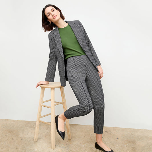 Yiyan Blazer - Stretch Houndstooth :: Black/White