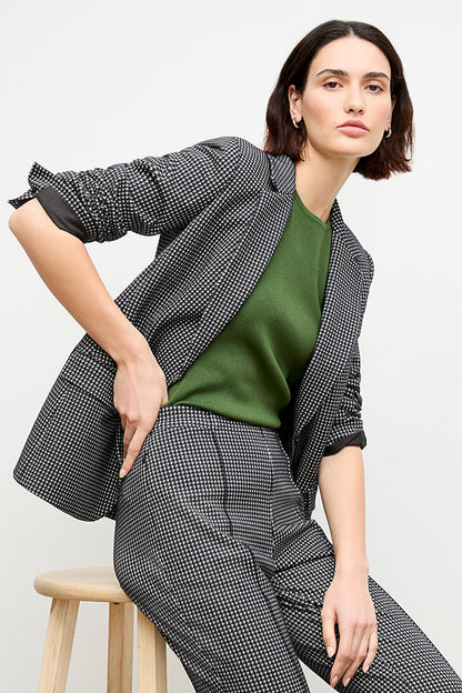 Yiyan Blazer - Stretch Houndstooth :: Black/White