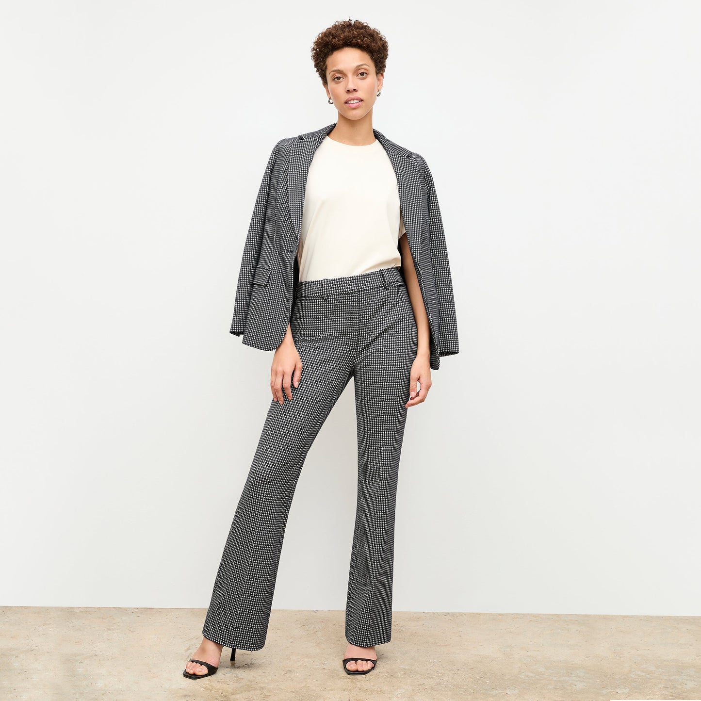 Yiyan Blazer - Stretch Houndstooth :: Black/White