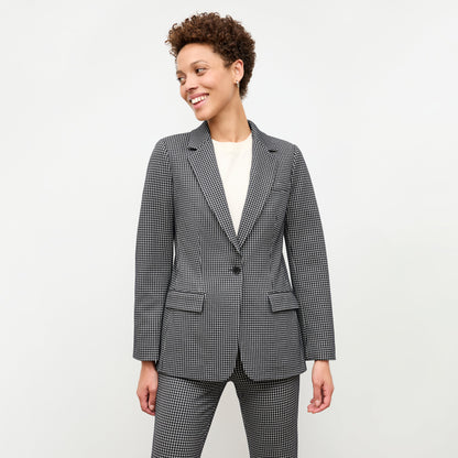 Yiyan Blazer - Stretch Houndstooth :: Black/White