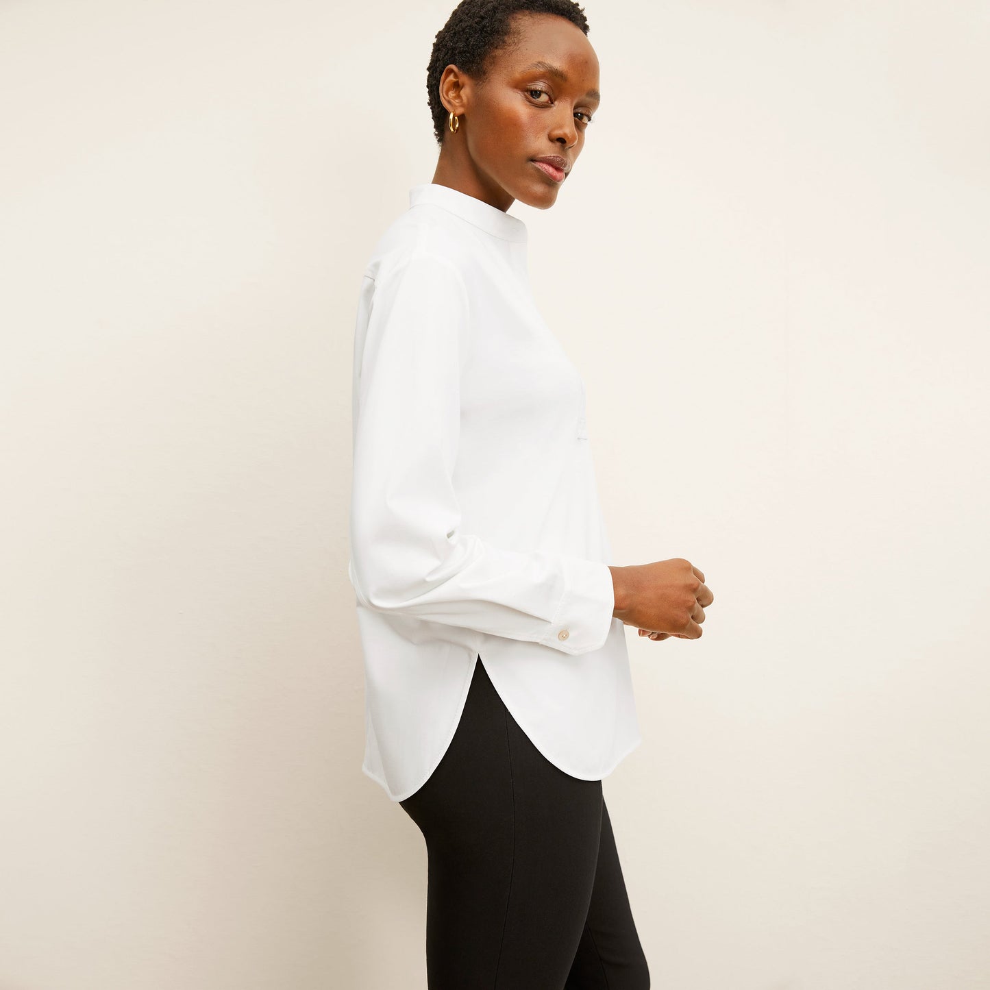 Tonya Top - Knit Poplin :: White