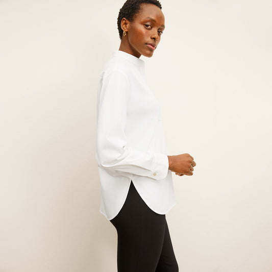 Tonya Top - Knit Poplin :: White