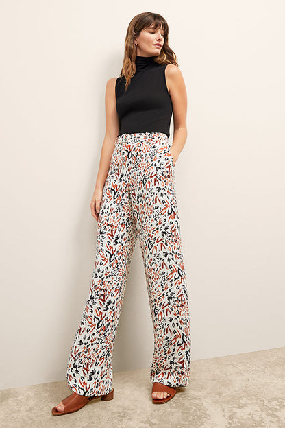 Tinsley Wide-Leg Trouser - Pebble Crepe :: Leopard Sketch