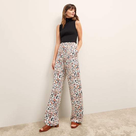 Tinsley Wide-Leg Trouser - Pebble Crepe :: Leopard Sketch