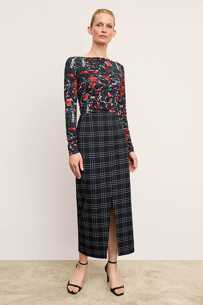 Amara Skirt - Knit Suiting :: Plaid