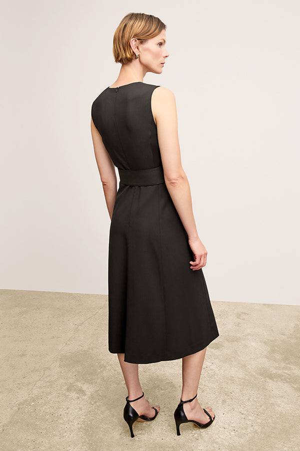 Angel Elegant Dress - Washable Wool Twill :: Black