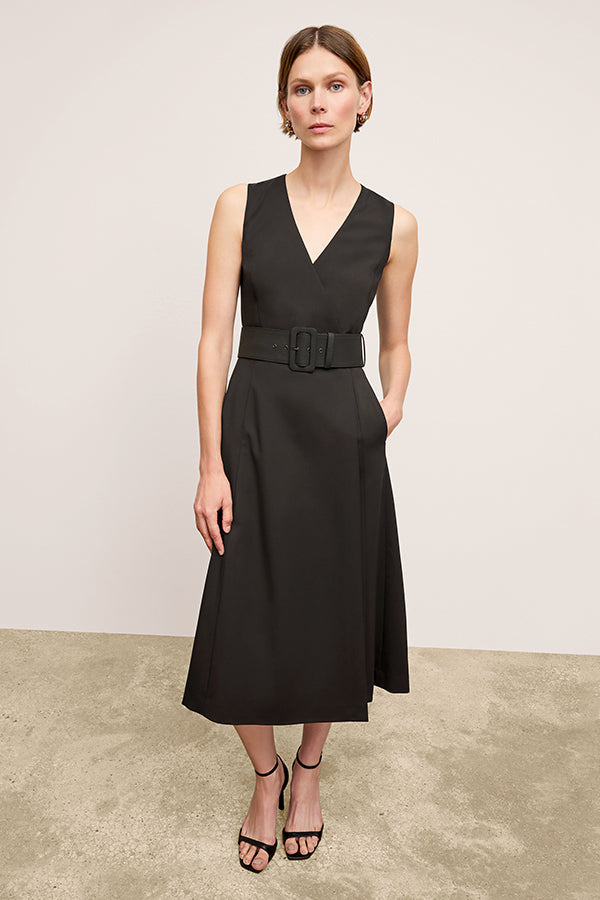 Angel Elegant Dress - Washable Wool Twill :: Black