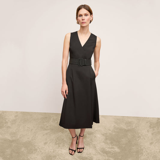 Angel Elegant Dress - Washable Wool Twill :: Black