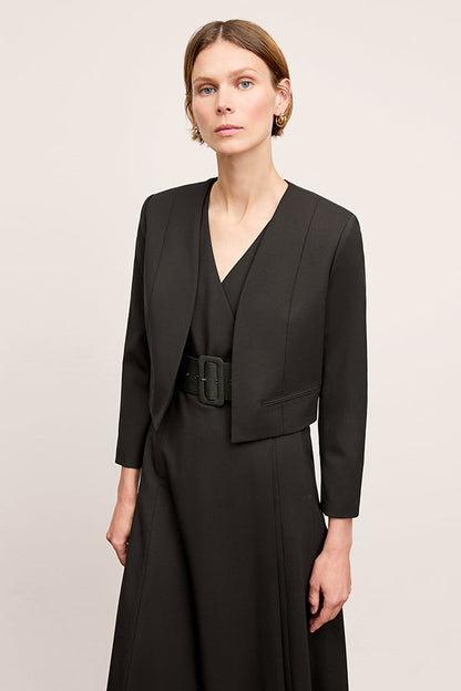 Angel Elegant Dress - Washable Wool Twill :: Black