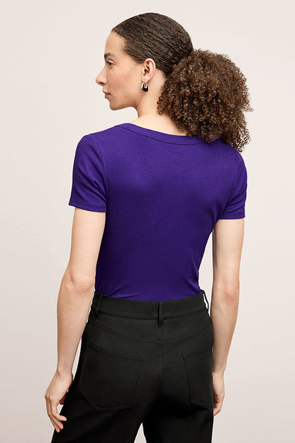 Avi Scoopneck T-Shirt - Organic Ribbed Pima Cotton :: Ube