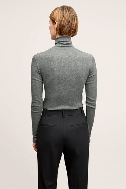 Axam Layering Turtleneck - Organic Ribbed Pima Cotton :: Charcoal