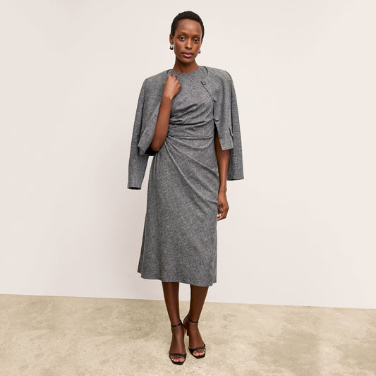 Aniya Crop Jacket - Crosshatch Suiting :: Black/White