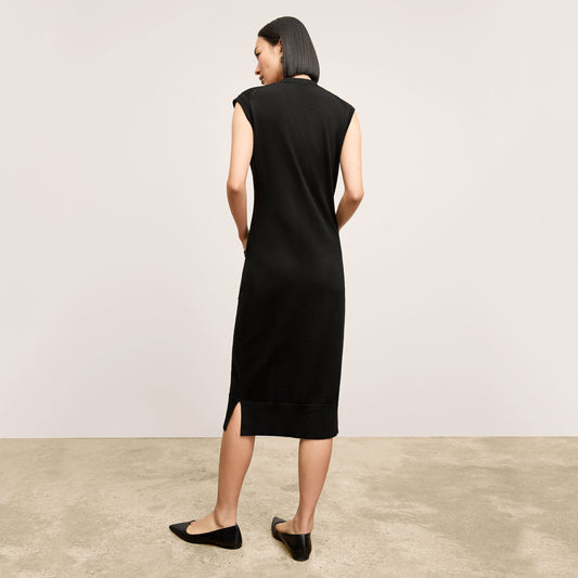 Toula Pointelle Dress - Cotton Silk Knit :: Black