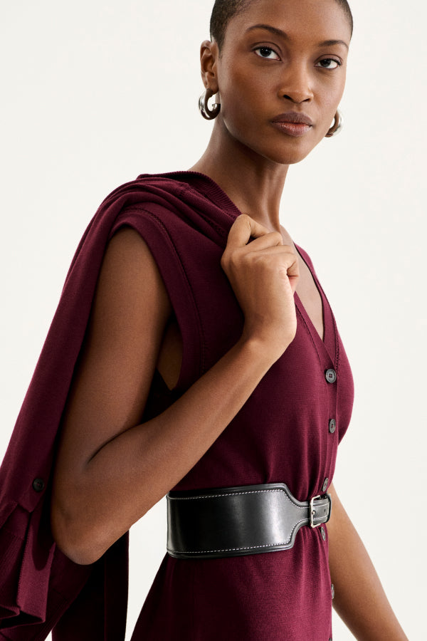 Wide Stitched Belt :: Black