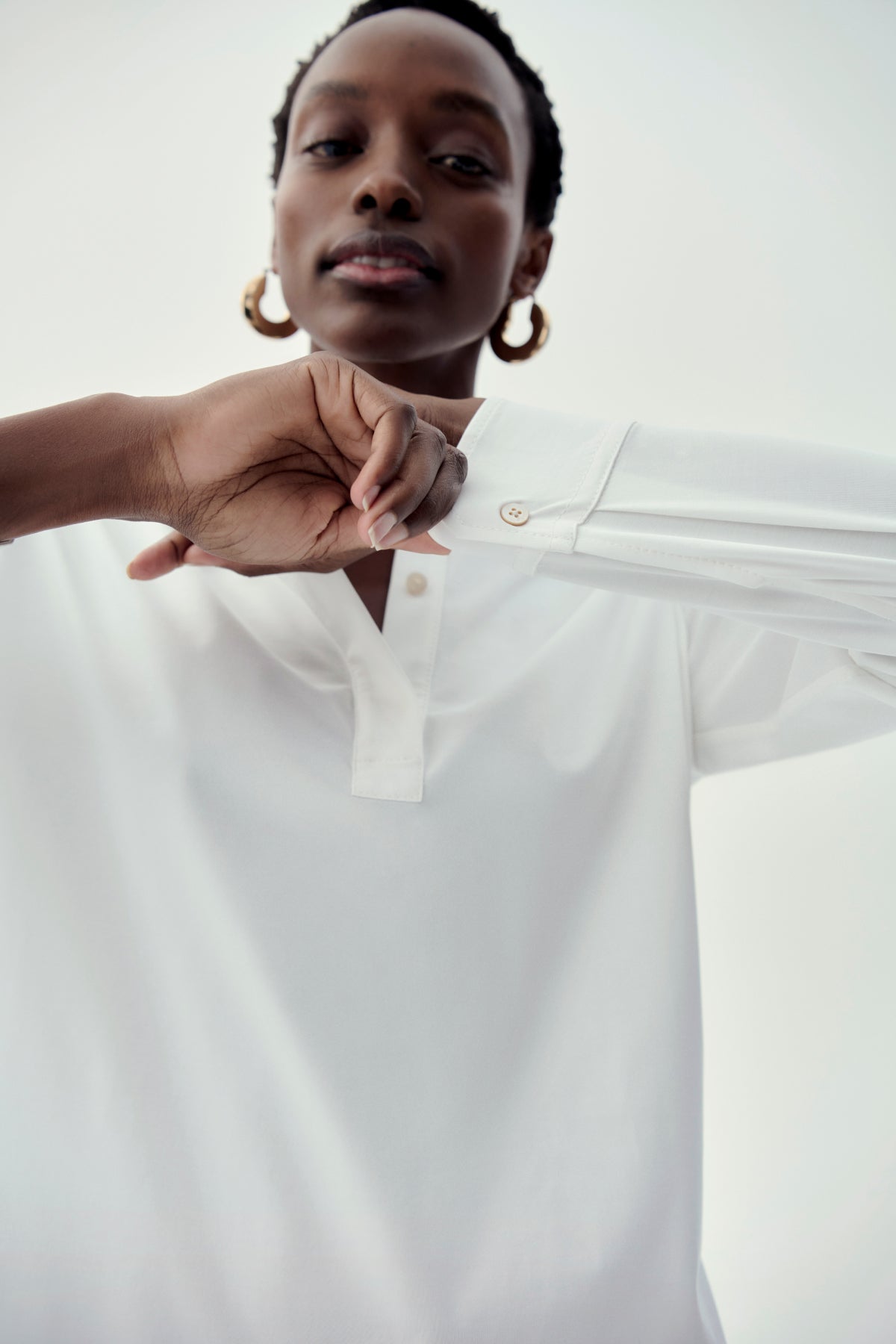 Tonya Top - Knit Poplin :: White